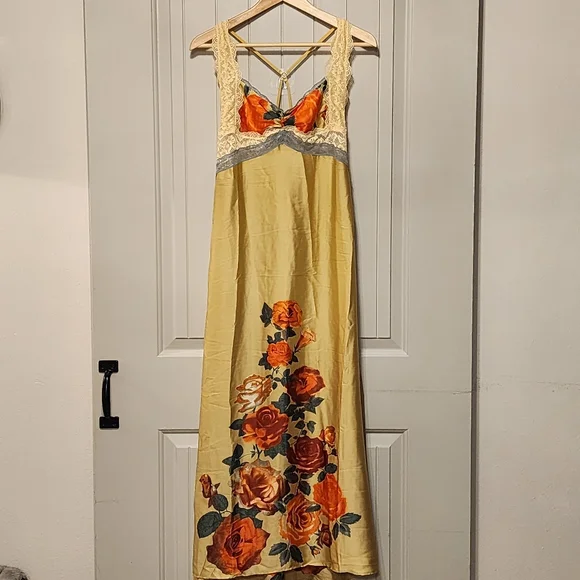 Intimately By Free People Womens Gold Brown Just Dreamy Maxi Slip NWT - Picture 3 of 5